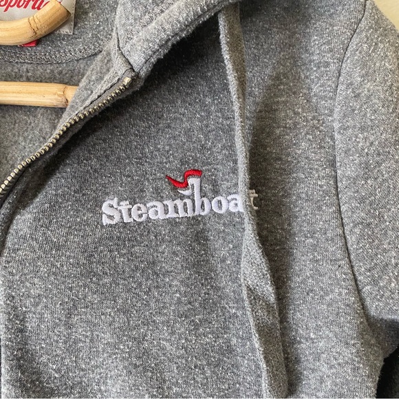 Sportige Grey Full Zip Athletic Hooded Steamboat Springs Sweatshirt - Picture 2 of 5